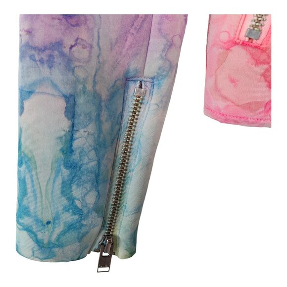 *RARE* UNIF I-Dye Tie Dye Moto Jacket Pastel Rainbow Multicolor - Picture 7 of 15